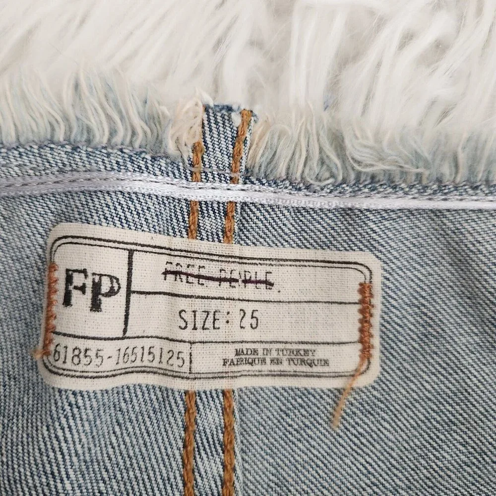 Free People Jeans Free‎ People 90s Raw Waist Bleached Bootcut Crop sz 25